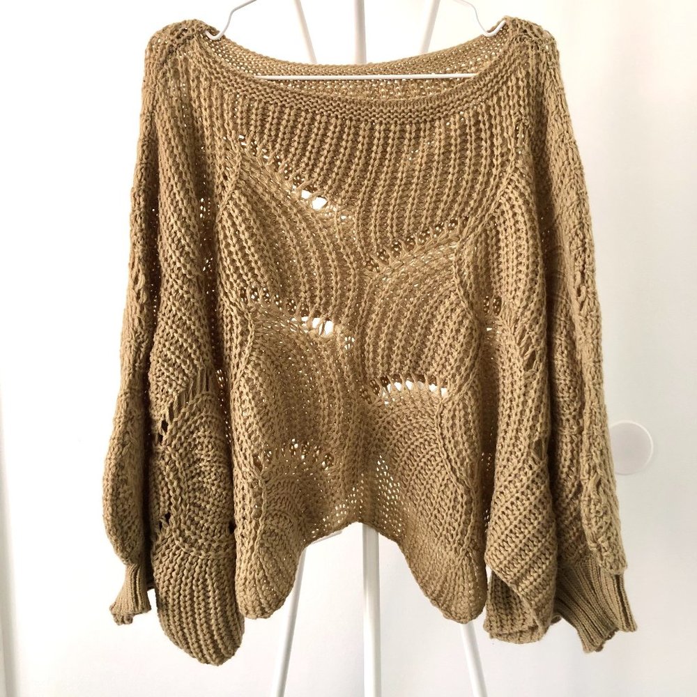 A&G SWEATER CROCHET OPENWORK BAT WING O/S